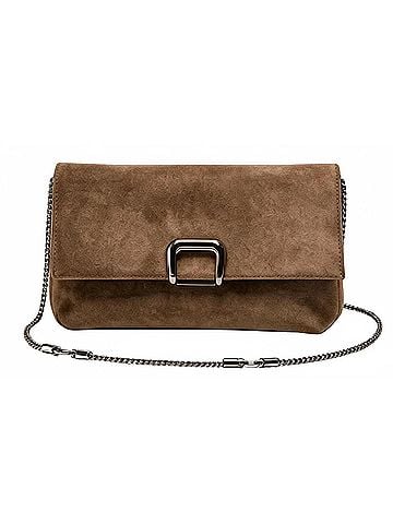 Brunello Cucinelli Women's Sartorial Suede Clutch Bag in Taupe (view 2)
