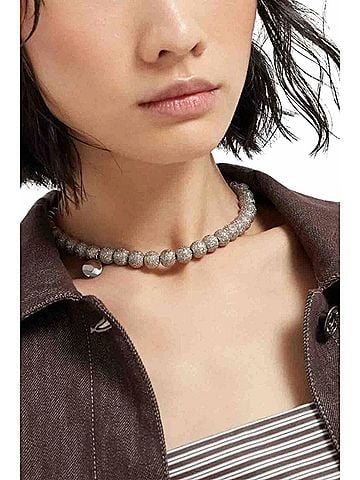 Brunello Cucinelli Women's Beaded Choker Necklace in Silver (view 2)