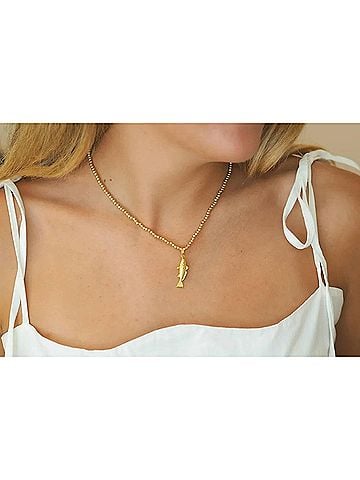 Goldbug Women's Beaded Ball Necklace in Gold (view 2)
