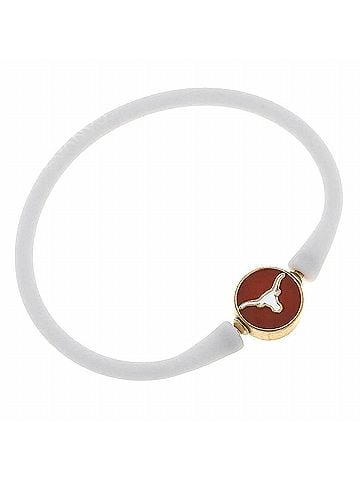Canvas Women's Texas Longhorns Enamel Silicone Bali Bracelet in White (view 1)