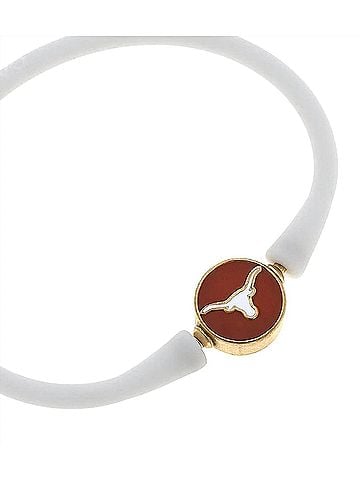Canvas Women's Texas Longhorns Enamel Silicone Bali Bracelet in White (view 2)