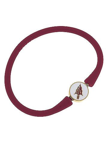 Canvas Women's Florida State Seminoles Enamel Silicone Bali Bracelet in Garnet (view 1)