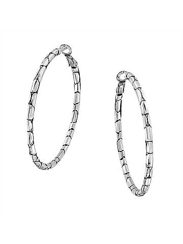 Brighton Pebble Large Hoop Earrings in Silver (view 2)
