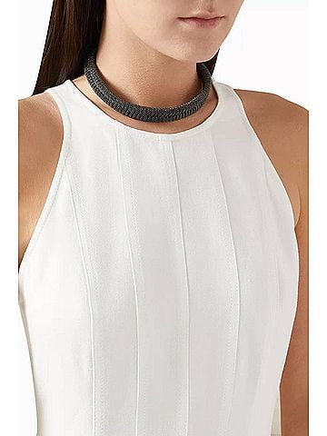 Brunello Cucinelli Women's Braided Choker Necklace in Black (view 2)