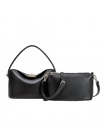 melie bianco Women's Lana Recycled Vegan Leather Crossbody Bag in Black (view 2)