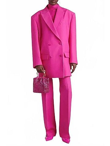 Valentino Garavani Carry Secrets Small Embellished Bucket Bag in Fuchsia (view 2)