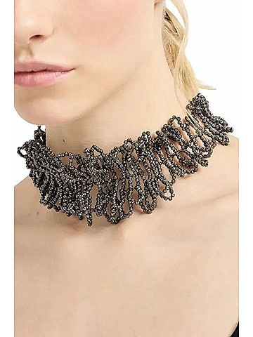 Brunello Cucinelli Women's Monili Beads Necklace in Silver (view 2)