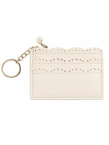 Shiraleah Women's Lola Vegan Leather Card Case in Ivory (view 1)