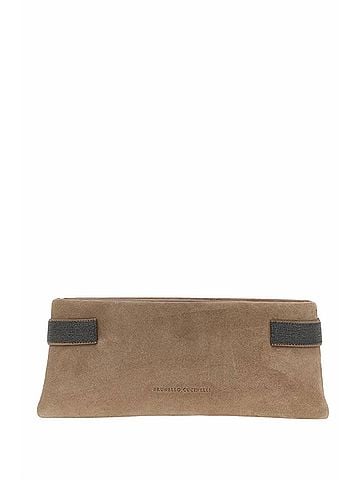 Brunello Cucinelli Women's Side-Insert Essence Clutch Bag in Beige (view 1)