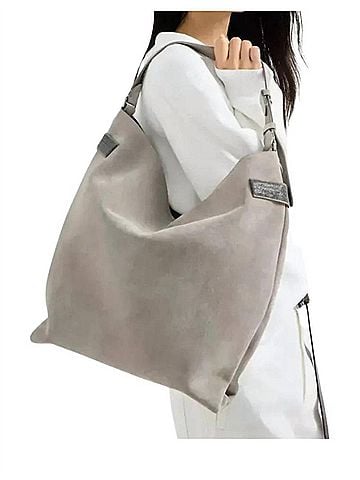 Brunello Cucinelli Women's Essence Shoulder Bag in Grey Suede (view 2)