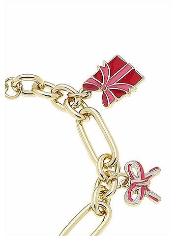 Canvas Women's Christmas Cheer Enamel Charm Bracelet in Red Pink White (view 2)