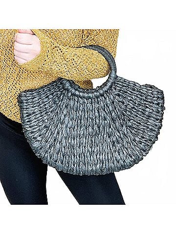 LUCCA Women's Take Me Out Woven Handbag in Grey (view 2)