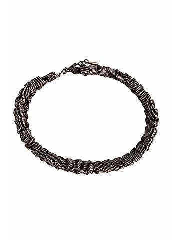 Brunello Cucinelli Women's Monili Beaded Collar Necklace in Dark Metallic Brown (view 1)