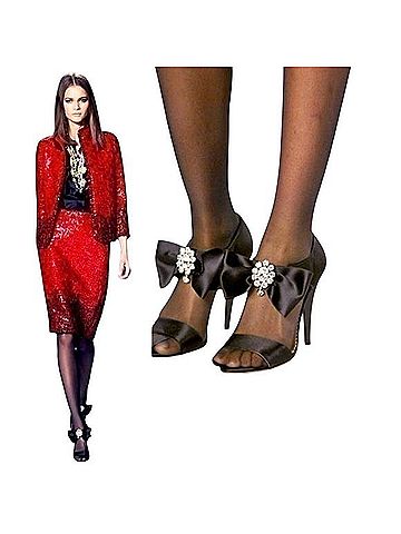 Oscar De La Renta Fall 2008 Runway Satin Bow Sandals Sandals (view 2)