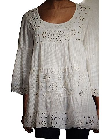 Johnny Was Bell sleeve tiered babydoll tunic 3/4 Sleeve Top (view 1)