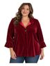 John Mark Red Long Sleeve Blouse Size 1X - photo 1