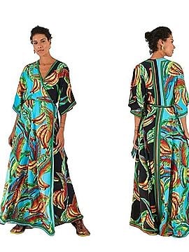 FARM Rio for Anthropologie Tropical Floral Wrap Maxi Dress Casual Dress (view 1)