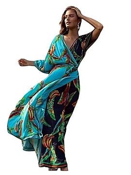 FARM Rio for Anthropologie Tropical Floral Wrap Maxi Dress Casual Dress (view 2)