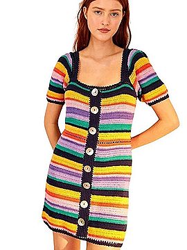 FARM Rio Handmade Striped Crocheted Dress Casual Dress (view 1)