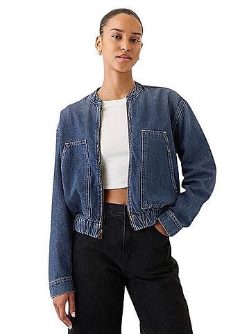 Gap UltraSoft Denim Cropped Bomber Jacket Jacket (view 1)