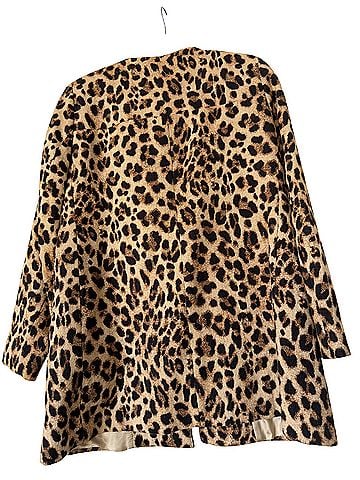 Zara Basic Leopard Print Collarless Coat (view 2)