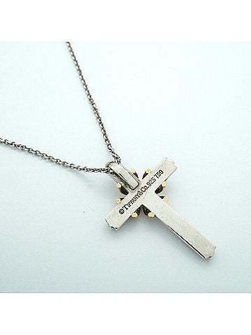 Tiffany & Co. Tiffany &amp; Co. Signature Cross Necklace, 18K Yellow Gold (KYG), Sterling Silver 925, Women's (view 2)