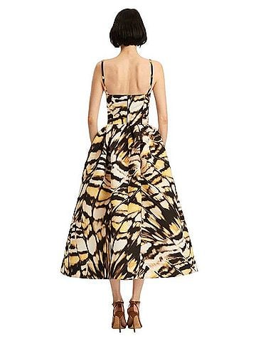 Oscar De La Renta Butterfly Print Bodice Runway Midi Dress Cocktail Dress (view 2)