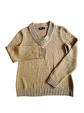 Jones New York Signature Gold Sand Sparkle Knit V-Neck Pullover Sweater Pullover Sweater (view 2)