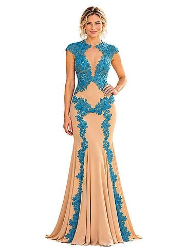 Jovani 89902A Lace Mermaid Cocktail Dress (view 1)