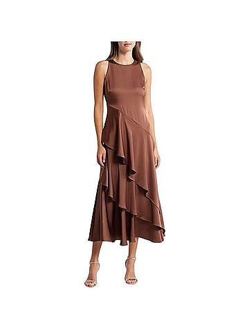 Parker Angie Satin Maxi Cocktail Dress (view 1)