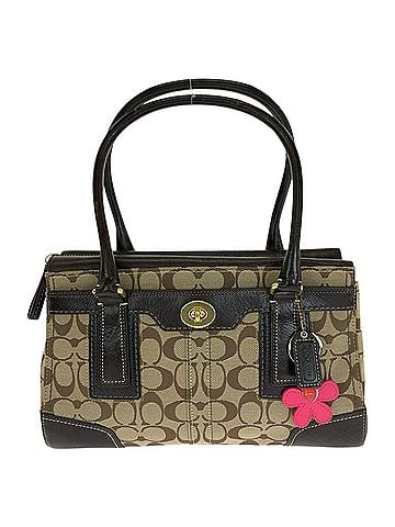 Coach Coach Signature Tote Bag Handbag 11062 Dark Brown Beige Canvas Leather Women's COACH (view 1)