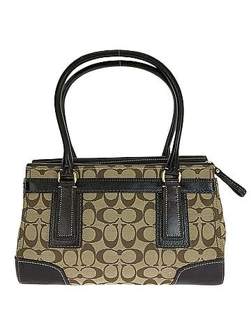 Coach Coach Signature Tote Bag Handbag 11062 Dark Brown Beige Canvas Leather Women's COACH (view 2)