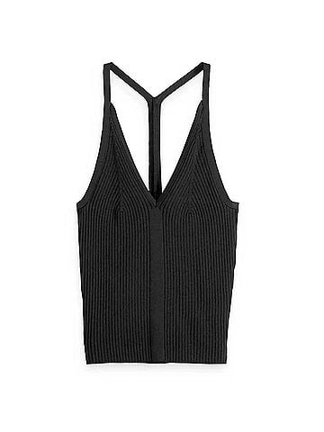 Scotch & Soda Women's Rib Racer Tank in Black (view 1)