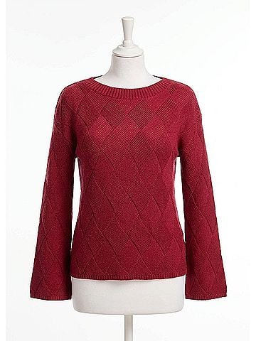 FDJ Long Sleeve Boat Neck Sweater in Red Pattern (view 1)
