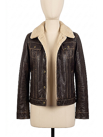 Wrangler Jeans Co Sherpa-Lined Faux-Leather Jacket in Brown (view 1)