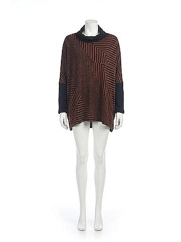 Papillon Asymmetrical Stripe Poncho in Rust (view 1)