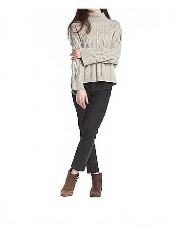 Papillon Cable Knit Oversized Cropped Sweater in Stone (view 2)