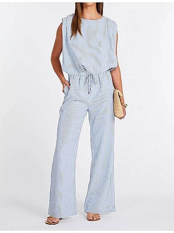 Bishop + Young Serafina Stripe Pant in Blue/White (view 2)