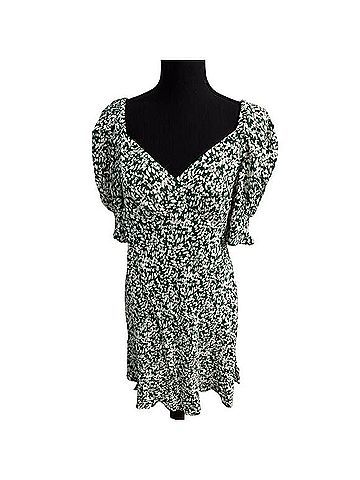Madewell Abstract Leaf Kelly Verdant Seamed V-Neck Mini Dress Casual Dress (view 2)