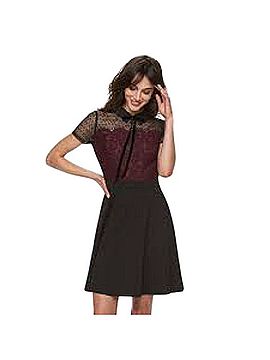 Elle Poet Collared Lace Skater Mini Dress Casual Dress (view 1)