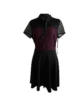 Elle Poet Collared Lace Skater Mini Dress Casual Dress (view 2)