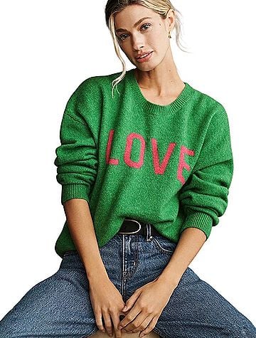 Sundry Anthropologie Love Green Pullover Sweater (view 1)