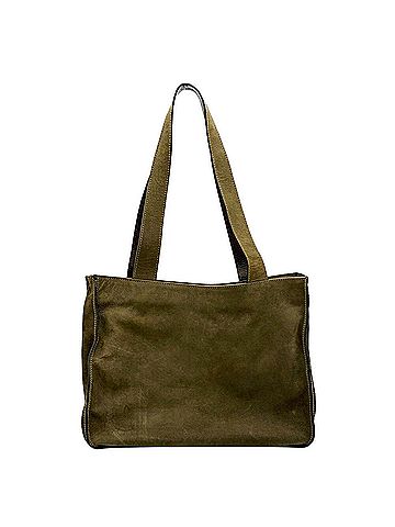 Bally Bally bag, shoulder tote suede leather, khaki green, olive, moss green. (view 2)