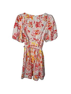 Eliza J Floral Eyelet Cotton Puff Sleeve Belted Mini Dress Casual Dress (view 2)