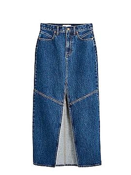Madewell Blue Denim Maxi Skirt with Center Front Slit Casual Skirt (view 1)