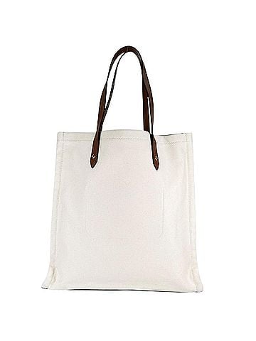 Jimmy Choo JIMMY CHOO Logo Tote Bag, Canvas and Leather, White Brown, Women's (view 2)