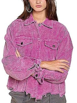 Pol Mineral Washed Corduroy Trucker Jacket Trenchcoat (view 1)