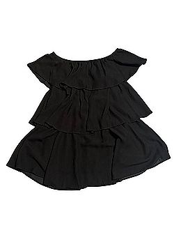 Pink Lily Black Tiered Off-Shoulder Dress Cocktail Dress (view 1)