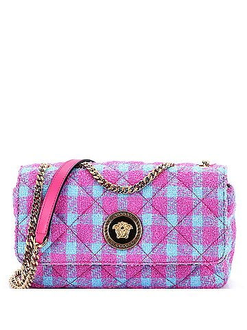 Versace Medusa Icon Chain Flap Bag Quilted Tweed East West (view 1)