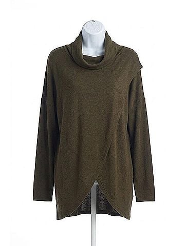Papillon Cowl Neck Crossover Top in Olive (view 1)
